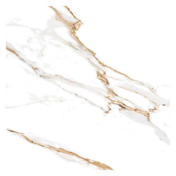 Porcelanato Marmorizado Polido Borda Reta Interno 71x71cm Max Calacata Oro Lux P71252 Artens - Imagem 2